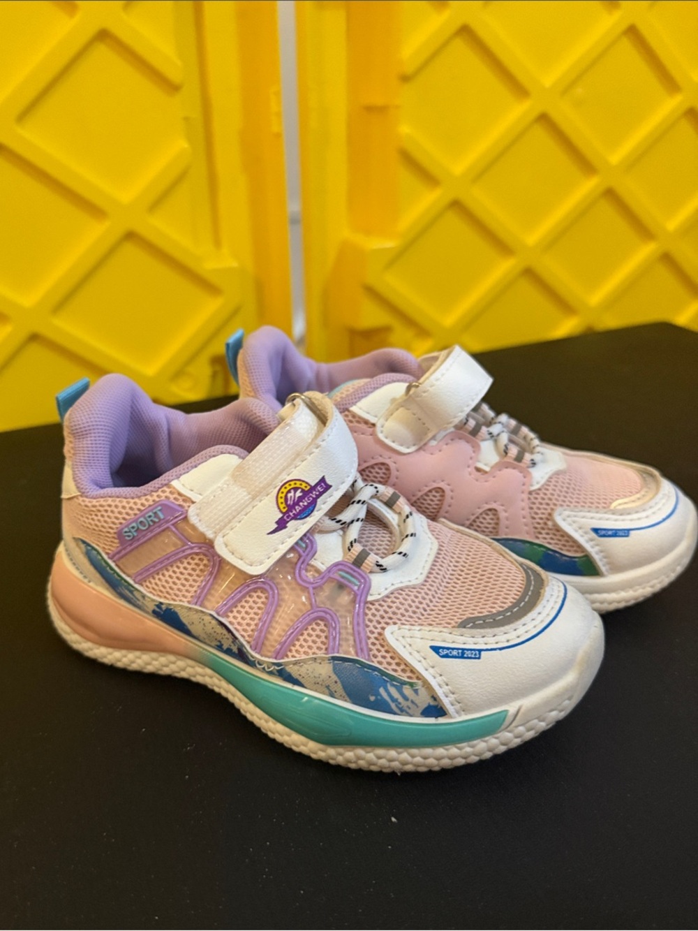 Children's Pink & Purple Athletic Sneakers with Teal Accent - Sport